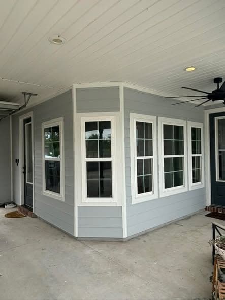 Before: a plain phone photo of a finished home addition, posted with no branding or story
